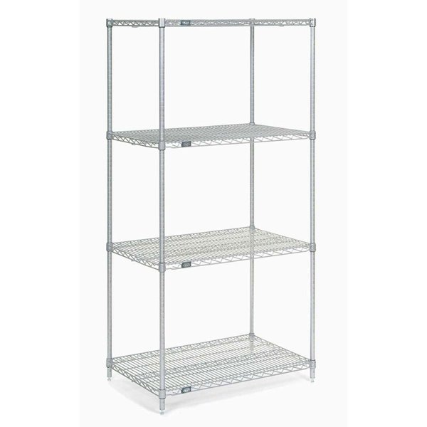 Nexel 5 Tier Chrome Wire Shelving Starter Unit, 30W x 24D x 74H 24307C5